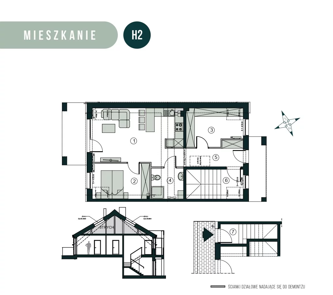 Mieszkanie 66,43 m², piętro 1, oferta nr H2, Aleja Wiśniowa Pogórze, Pogórze, ul. Feliksa Dorsza